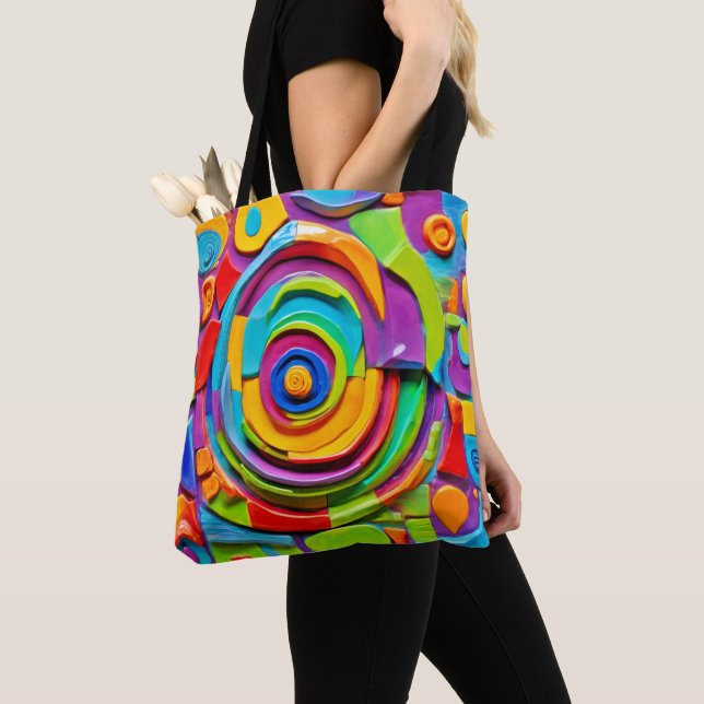 Colourful Surreal Sculpture Play Tote Bag (Close Up)