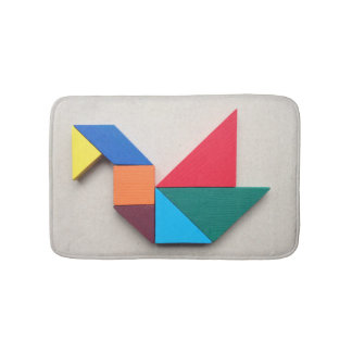Colourful Swan Tangram Bath Mat