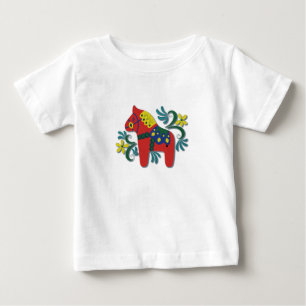 Colourful Swedish Dala Horse Baby T-Shirt