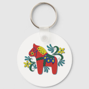 Colourful Swedish Dala Horse Key Ring