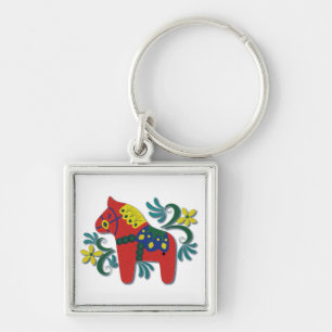 Colourful Swedish Dala Horse Key Ring