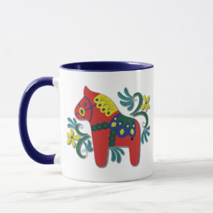 Colourful Swedish Dala Horse Mug