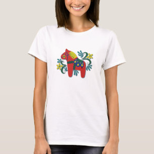 Colourful Swedish Dala Horse T-Shirt