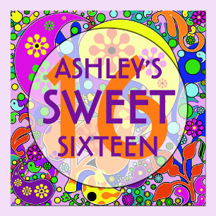 Colourful Sweet 16 Birthday Party Wall Decor