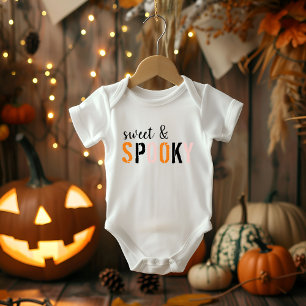 Colourful Sweet And Spooky   Happy Halloween  Baby Bodysuit