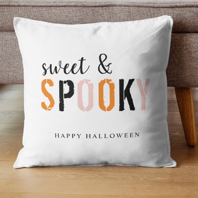 Colourful Sweet And Spooky | Happy Halloween  Cushion (Creator Uploaded)