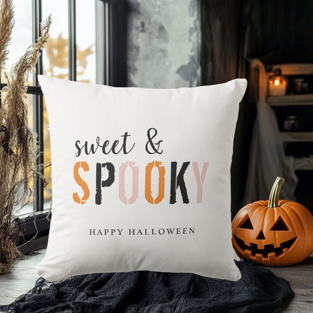 Colourful Sweet And Spooky | Happy Halloween  Cushion (Creator Uploaded)