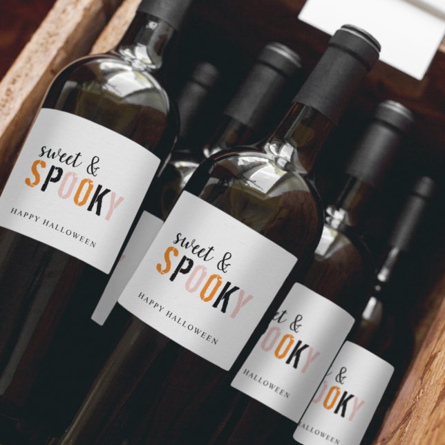 Colourful Sweet And Spooky | Happy Halloween  Wine Label (Creator Uploaded)