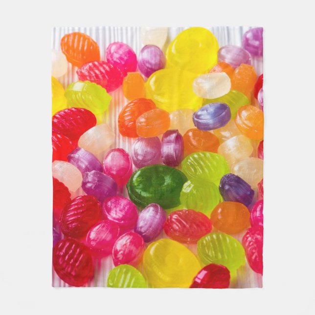 Colourful Sweet Candies Food Lollipop Fleece Blanket (Front)