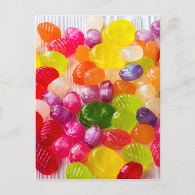 Colourful Sweet Candies Food Lollipop Postcard (Front)