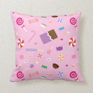 Colourful Sweet Candy Pink Pattern For Girls Room Cushion