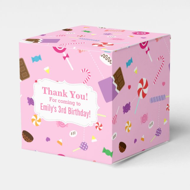 Colourful Sweet Candy Pink Pattern Party Favour Bo Favour Box (Front Side)