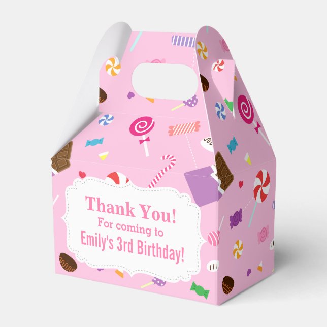 Colourful Sweet Candy Pink Pattern Party Favour Bo Favour Box (Front Side)
