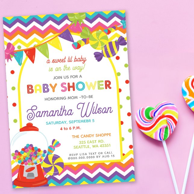 Colourful Sweet Fun Candy Theme Baby Shower Invitation (Creator Uploaded)