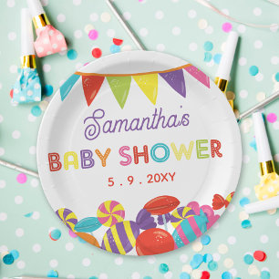 Colourful Sweet Fun Candy Theme Baby Shower Paper Plate
