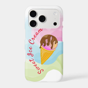 Colourful sweet ice cream in a cone