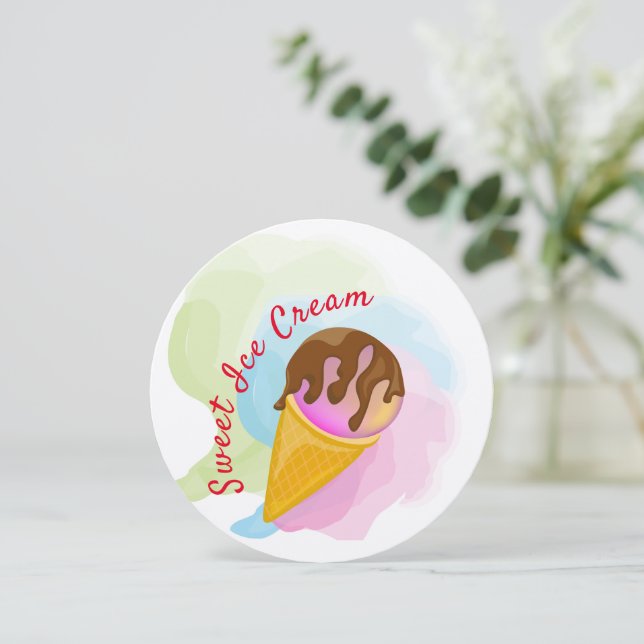 Colourful sweet ice cream in a cone (Standing Front)