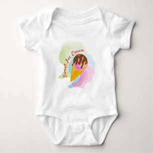 Colourful sweet ice cream in a cone baby bodysuit