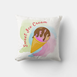 Colourful sweet ice cream in a cone cushion