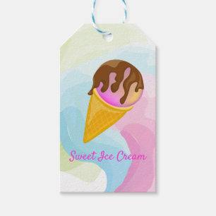 Colourful sweet ice cream in a cone gift tags