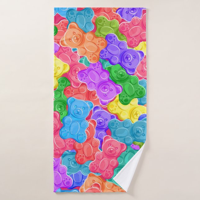 Colourful sweet jelly bears, gummy candies. Seamle Bath Towel (Bath Towel)