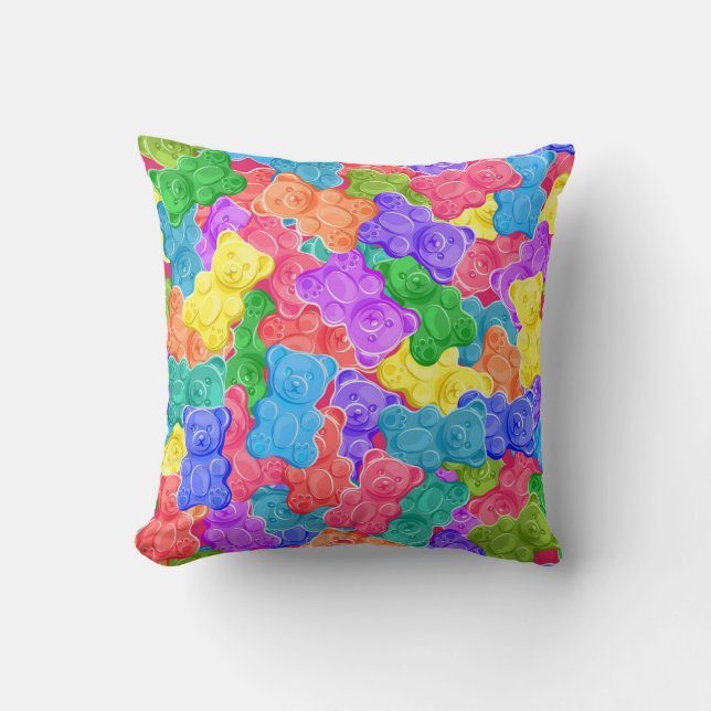 Colourful sweet jelly bears, gummy candies. Seamle Cushion (Front)