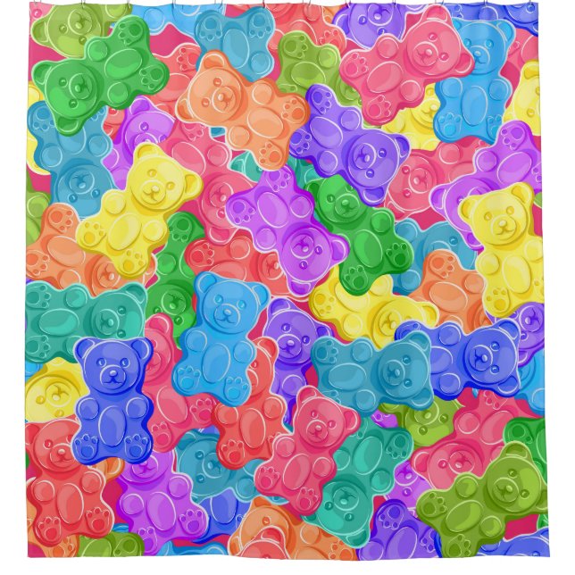 Colourful sweet jelly bears, gummy candies. Seamle Shower Curtain (Front)
