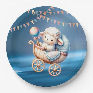 Colourful Sweet Little Lamp Baby Shower Party Paper Plate