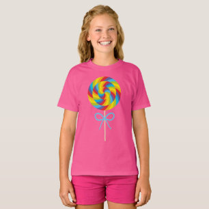 Colourful Sweet Lollipop Girl's Pink T-Shirt