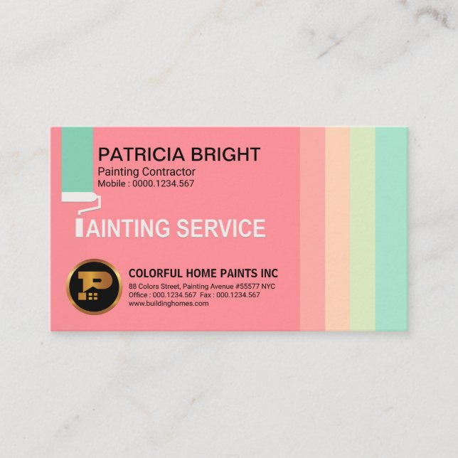 Colourful Sweet Pastels Painting Contractor Business Card (Front)