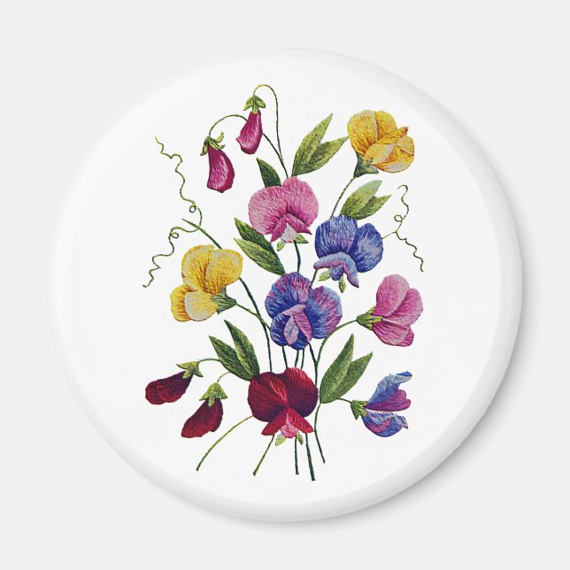 Colourful Sweet Peas Magnet (Front)