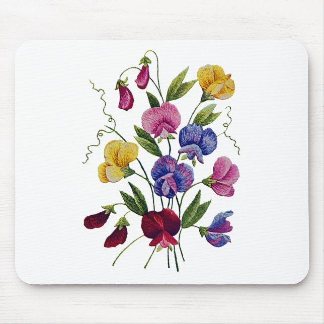 Colourful Sweet Peas Mouse Mat (Front)
