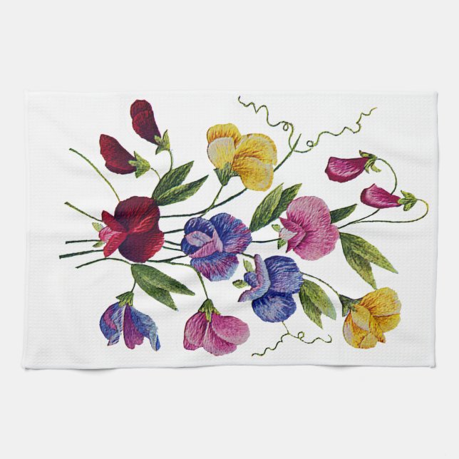 Colourful Sweet Peas Tea Towel (Horizontal)