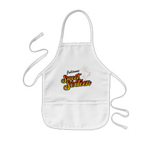 Colourful Sweet Sixteen with Name Kids Apron