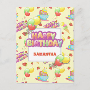 Colourful Sweets Birthday Postcard