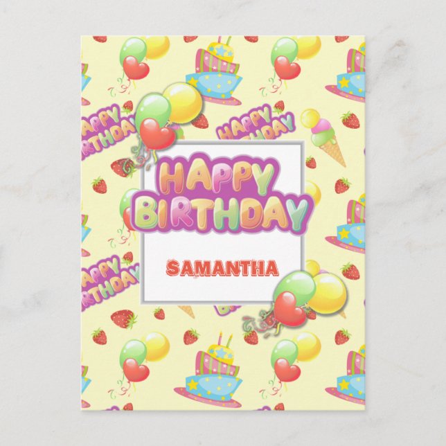 Colourful Sweets Birthday Postcard (Front)