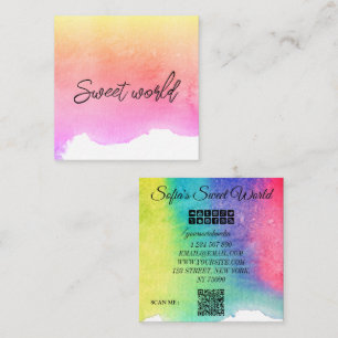 Colourful Sweets Qr Code Modern Square Bus Square Square Business Card