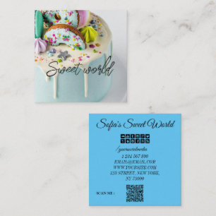 Colourful  Sweets Qr Code Modern Square    Business Card