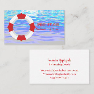 colourful Swimming Coach Instructor Business Card