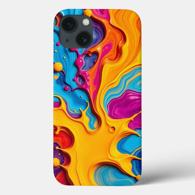 Colourful Swirl Abstract Ink iPhone Case (Back)