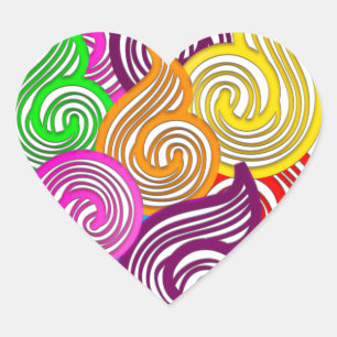 Colourful Swirl Design Heart Sticker
