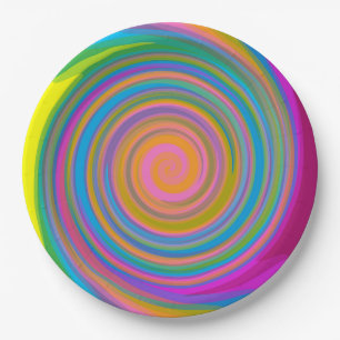 Colourful swirl design paper plate