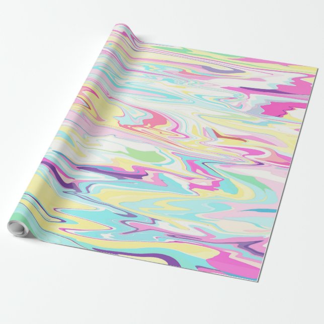 Colourful Swirl Liquid Painting Aesthetic Design Wrapping Paper (Unrolled)