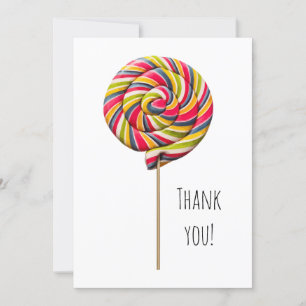 Colourful Swirl Lollipop Flat Greeting Card