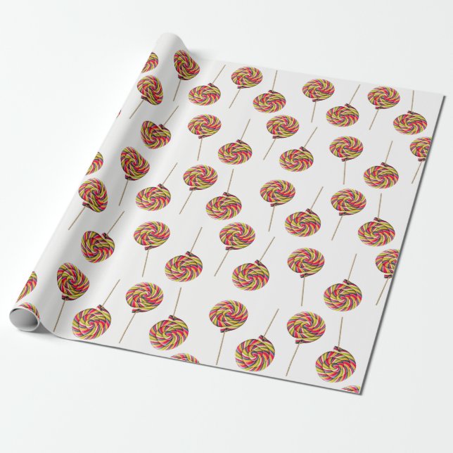 Colourful Swirl Lollipop Wrapping Paper (Unrolled)