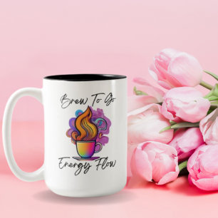 Colourful Swirl of Steam Brew To Go Energy Flow Two-Tone Coffee Mug
