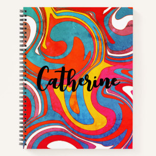 Colourful Swirl Pattern Custom Name Personalised Notebook