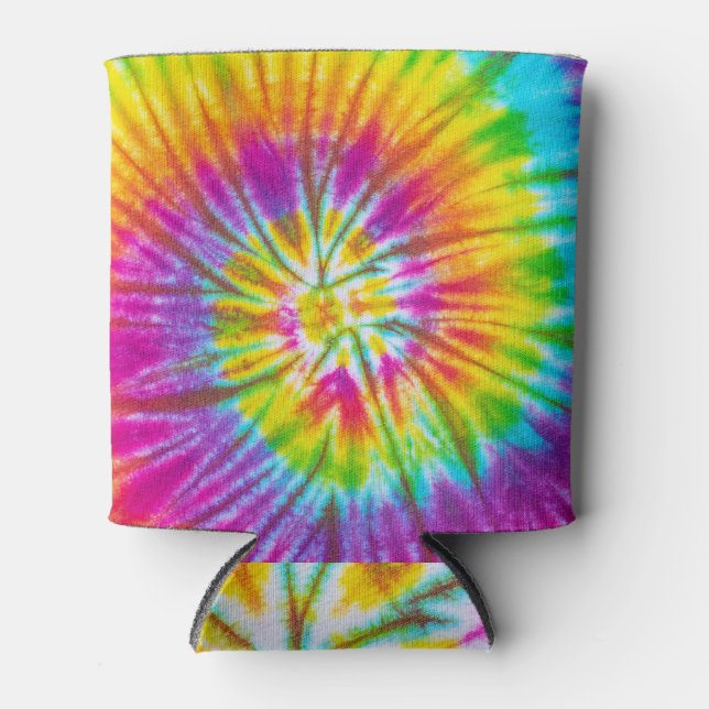 Colourful Swirl Tie-Dye Abstract. Can Cooler (Front)