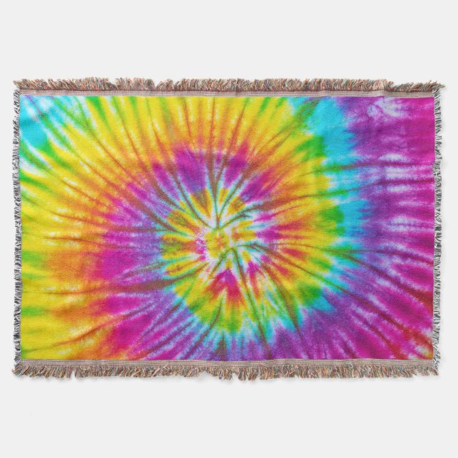 Colourful Swirl Tie-Dye Abstract. Throw Blanket (Front)