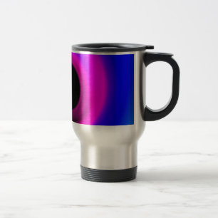 Colourful swirling black hole travel mug